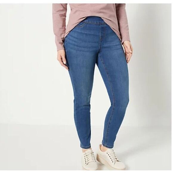 Denim & Co Pull-On Stretch Jeggings 26W / 4X Medium Wash Cozy Touch Denim Pants - Picture 14 of 14